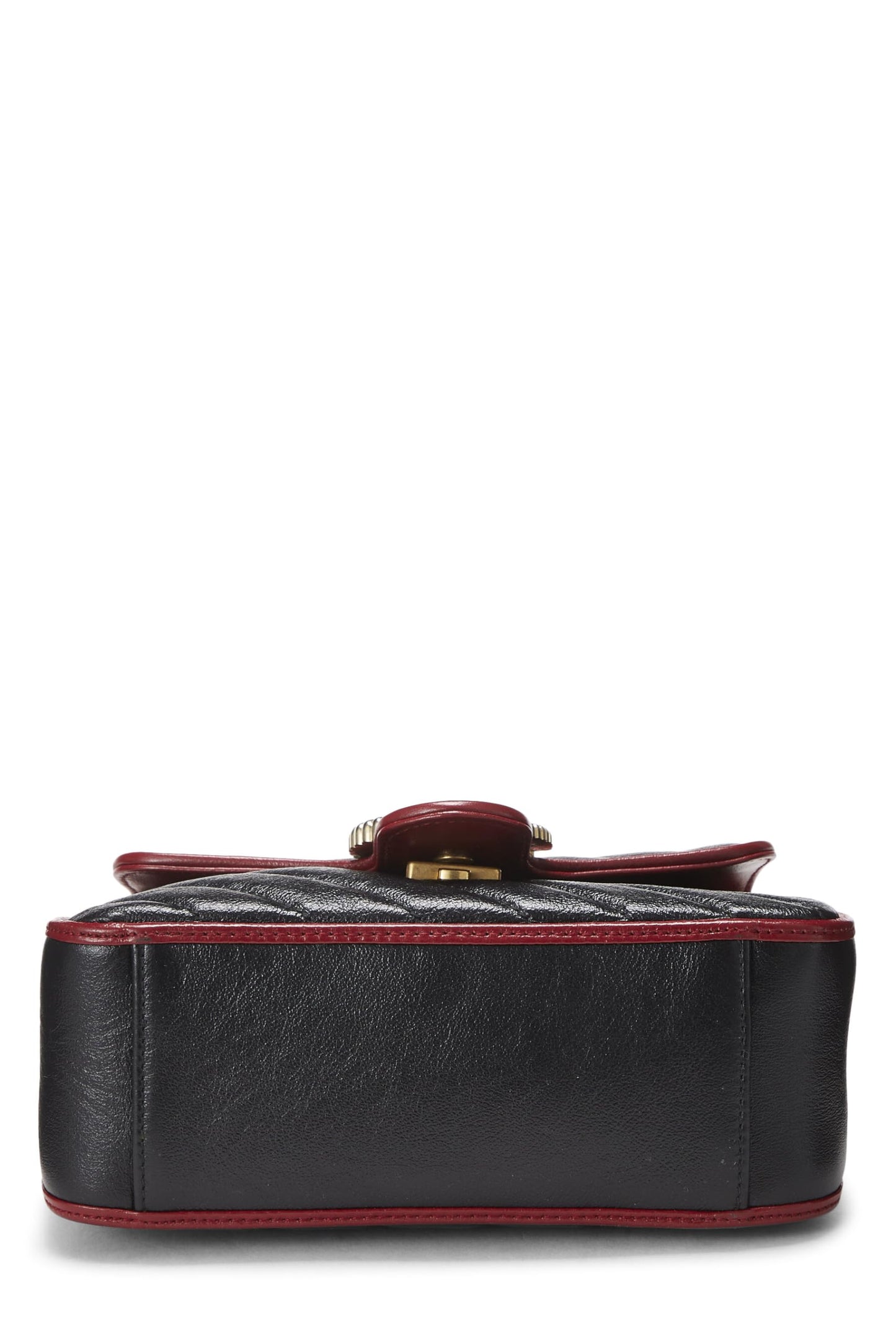 Gucci, Black Leather Torchon Marmont Top Handle Flap Bag Mini, Black