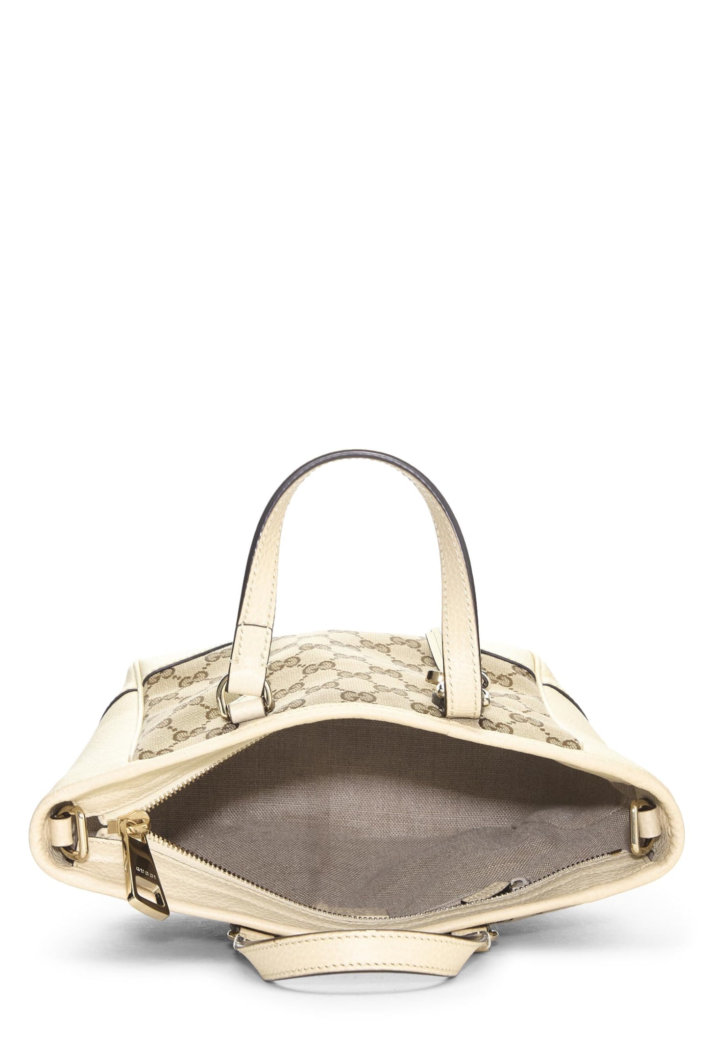 Gucci, Cream Original GG Canvas Bree Top Handle Tote Small, White