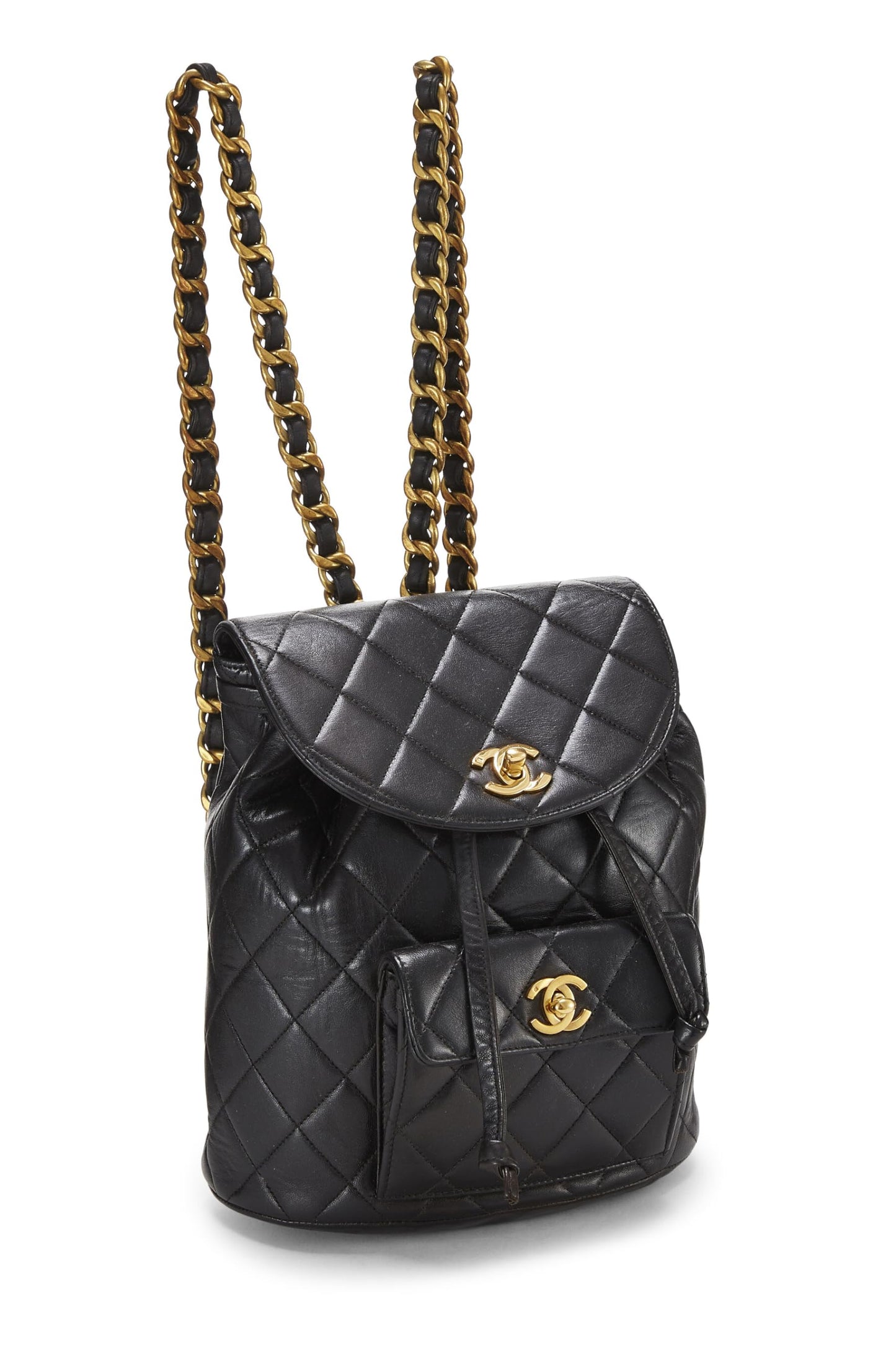 Chanel,  Black Quilted Lambskin 'CC' Classic Backpack Medium, Black
