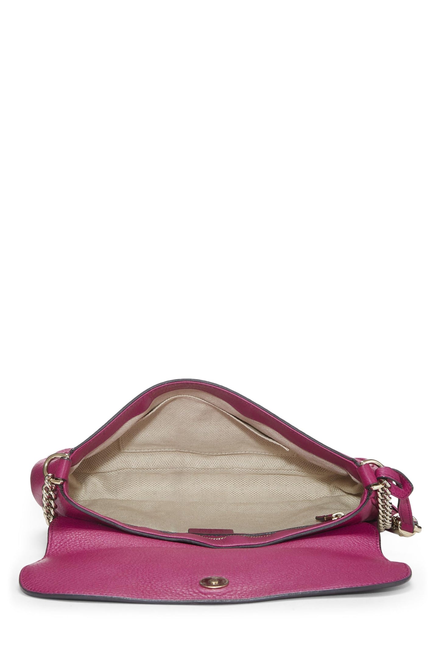 Gucci, Pink Grained Leather Soho Chain Flap Crossbody, Pink