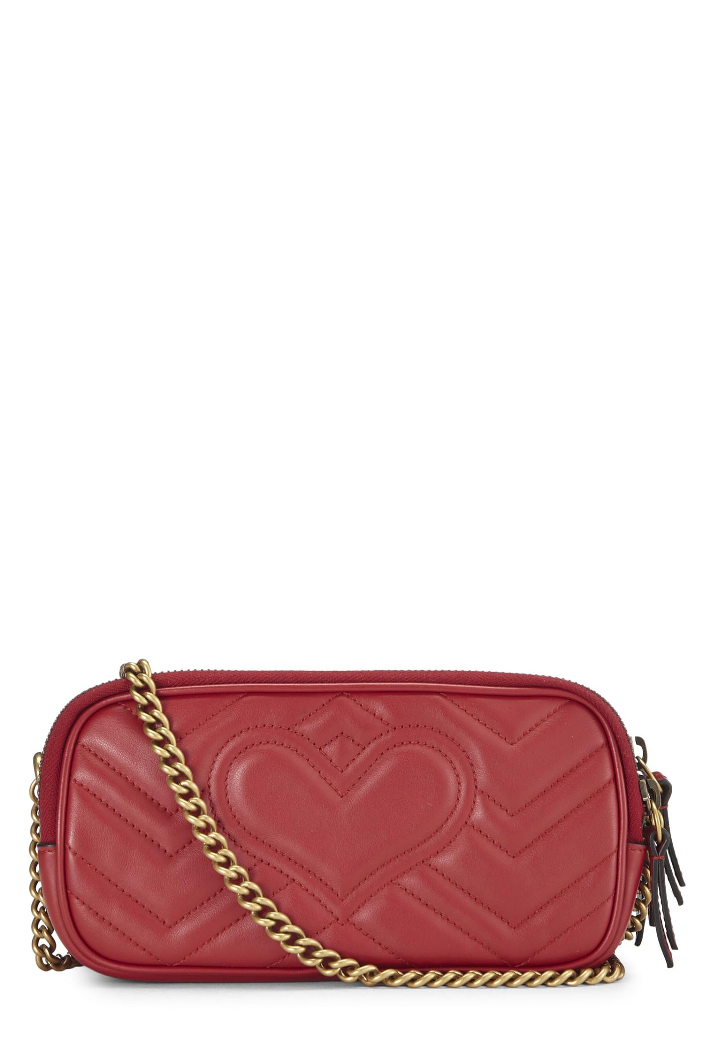 Gucci, Red Leather GG Marmont Shoulder Bag, Red