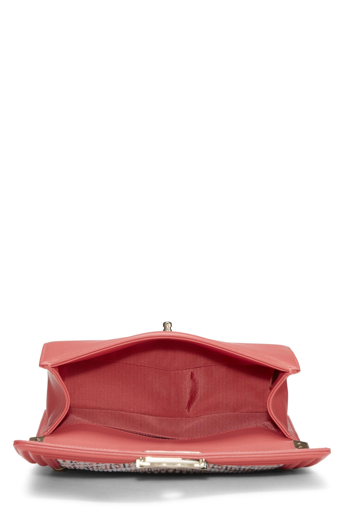 Chanel,  Pink & Multicolor Tweed Chevron Pearl Boy Bag Medium, Pink