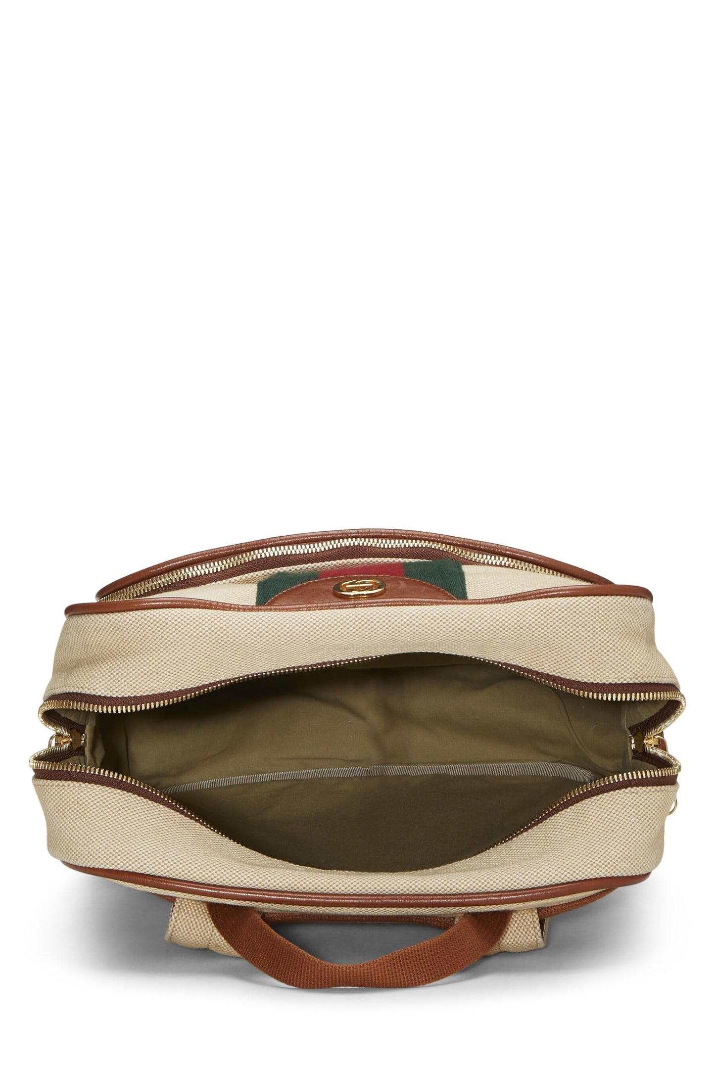 Gucci, Beige Canvas Web Backpack, Brown