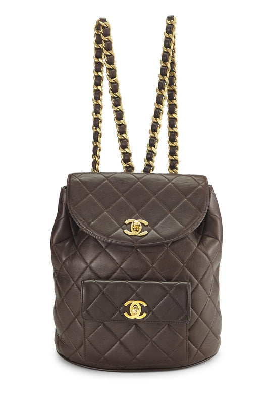Chanel,  Brown Quilted Lambskin 'CC' Classic Backpack Small, Brown