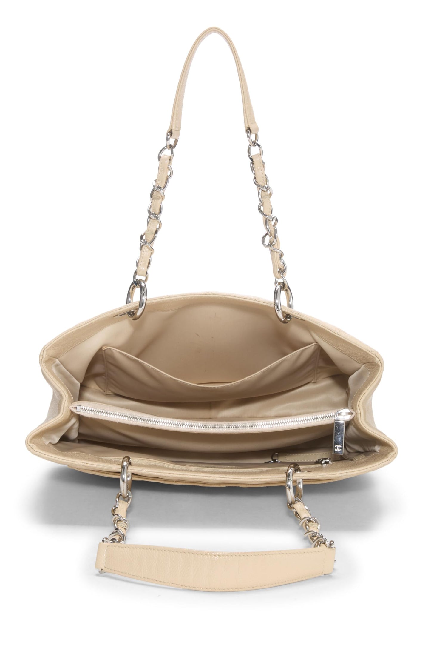 Chanel,  Beige Quilted Caviar Grand Shopping Tote (GST), Beige