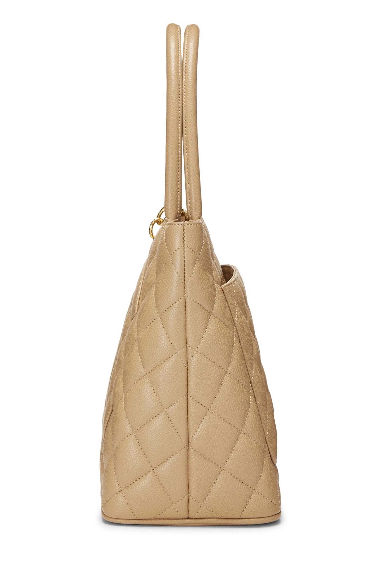 Chanel,  Beige Quilted Caviar Medallion Tote, Beige