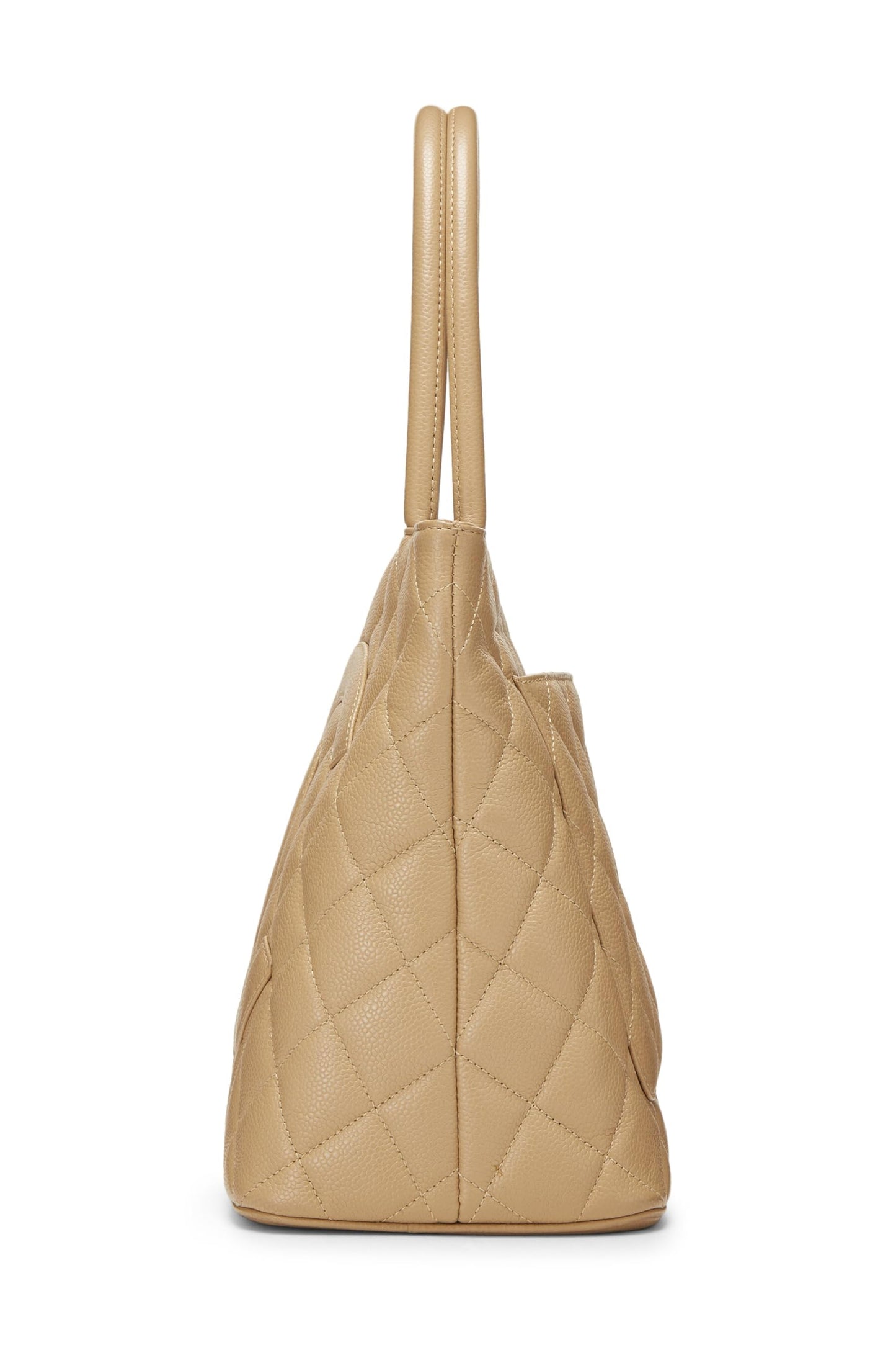 Chanel,  Beige Quilted Caviar Medallion Tote, Beige