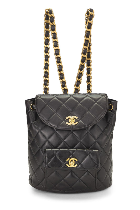 Chanel,  Black Quilted Lambskin 'CC' Classic Backpack Medium, Black