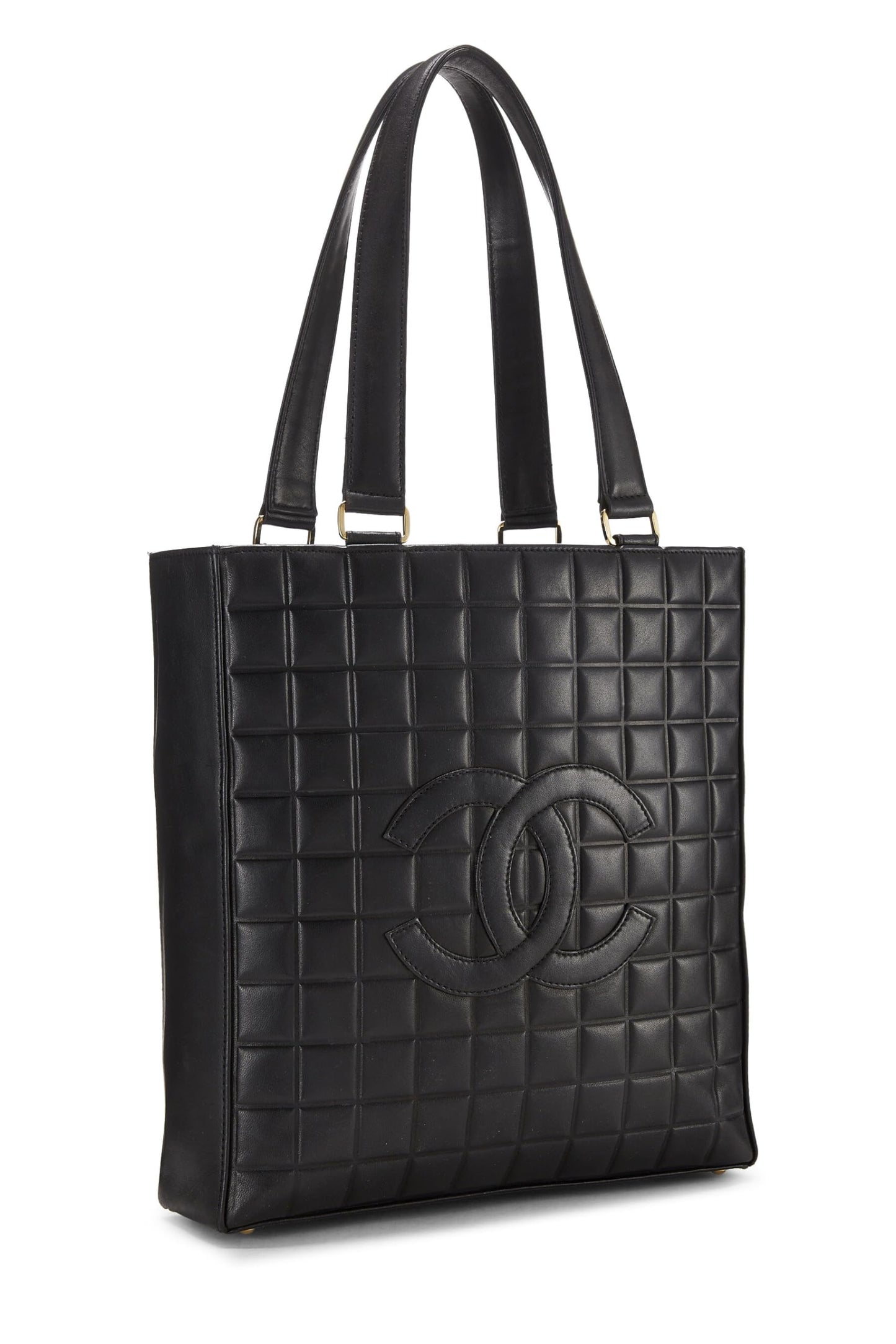 Chanel,  Black Lambskin Chocolate Bar Tote, Black