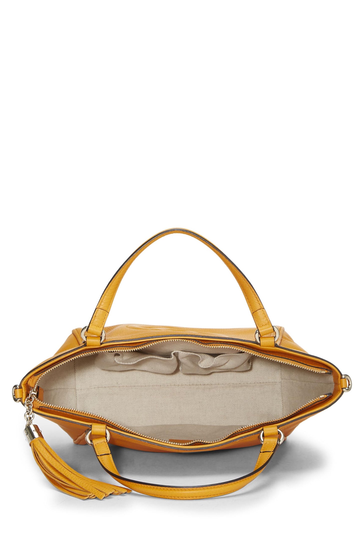 Gucci, Orange Grained Leather Soho Top Handle Bag, Yellow