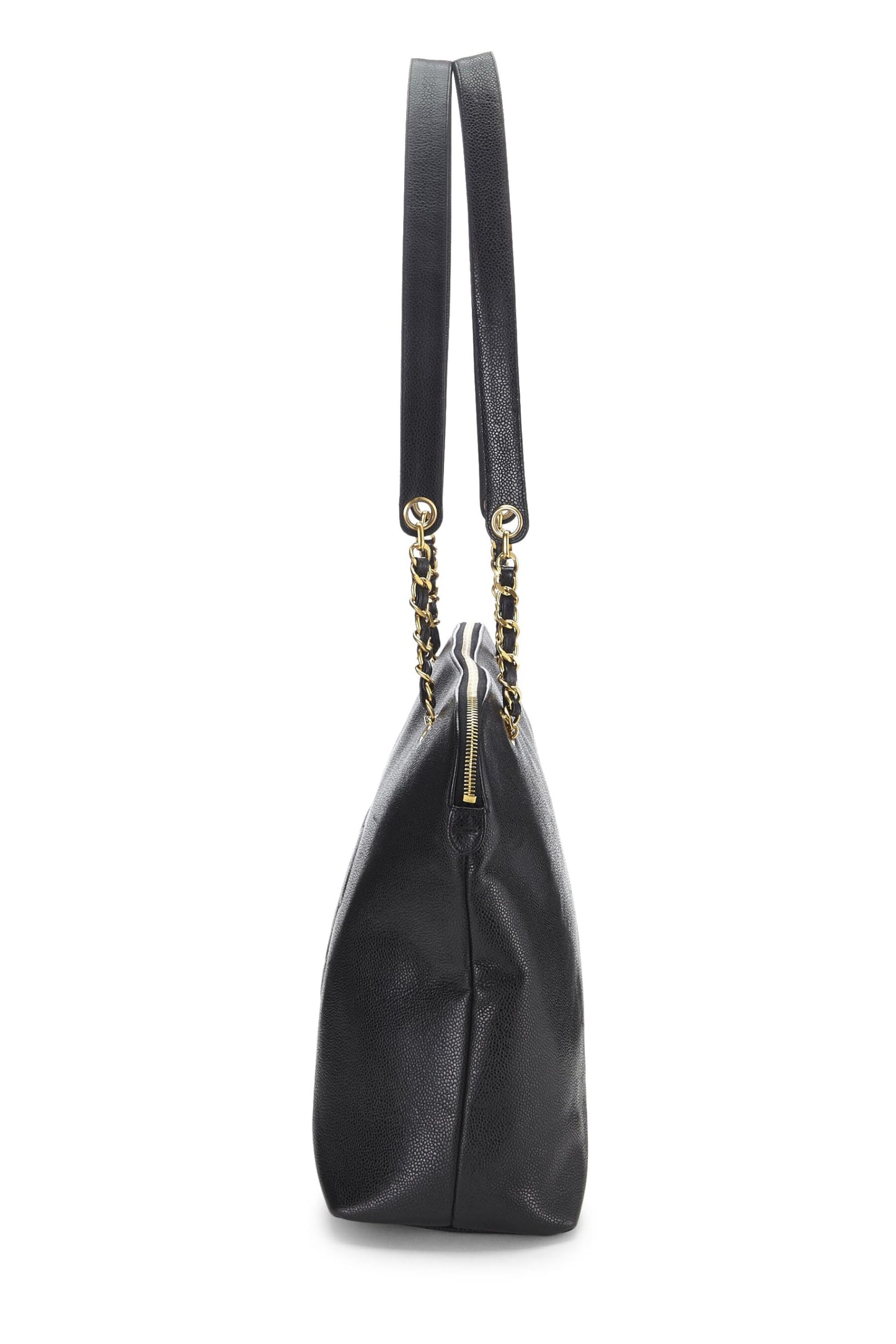 Chanel,  Black Caviar Zip Tote Large, Black