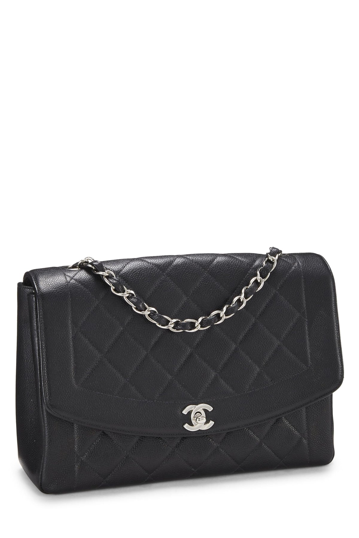 Chanel,  Black Quilted Caviar Diana Flap Jumbo, Black
