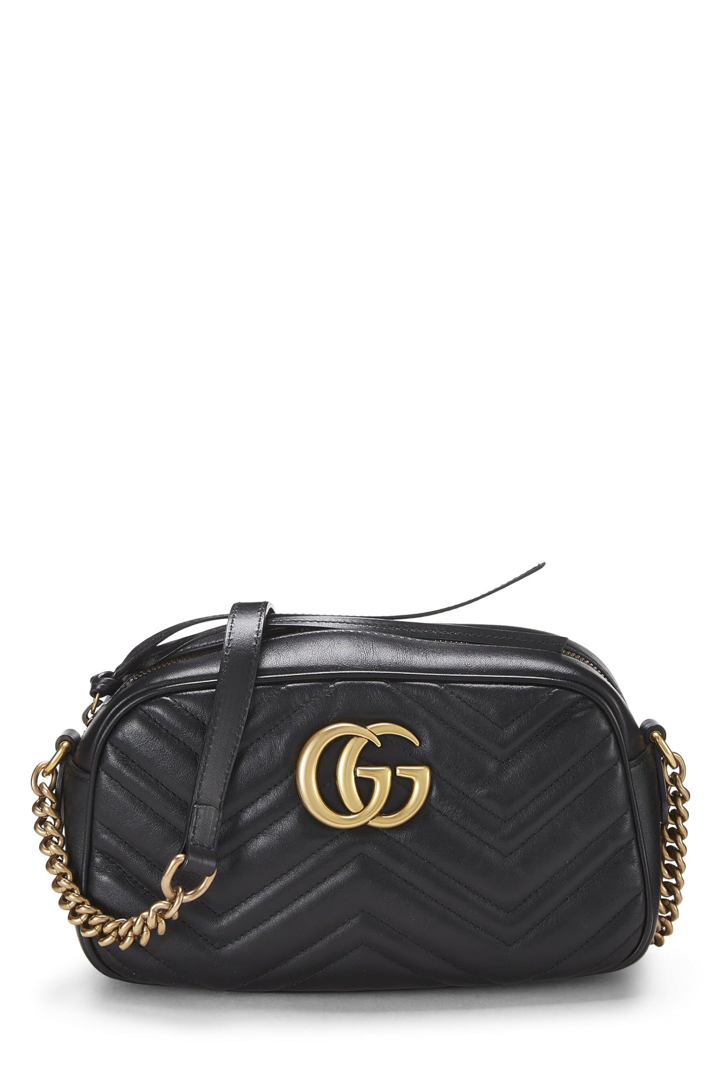 Gucci, Black Leather GG Marmont Crossbody Small, Black