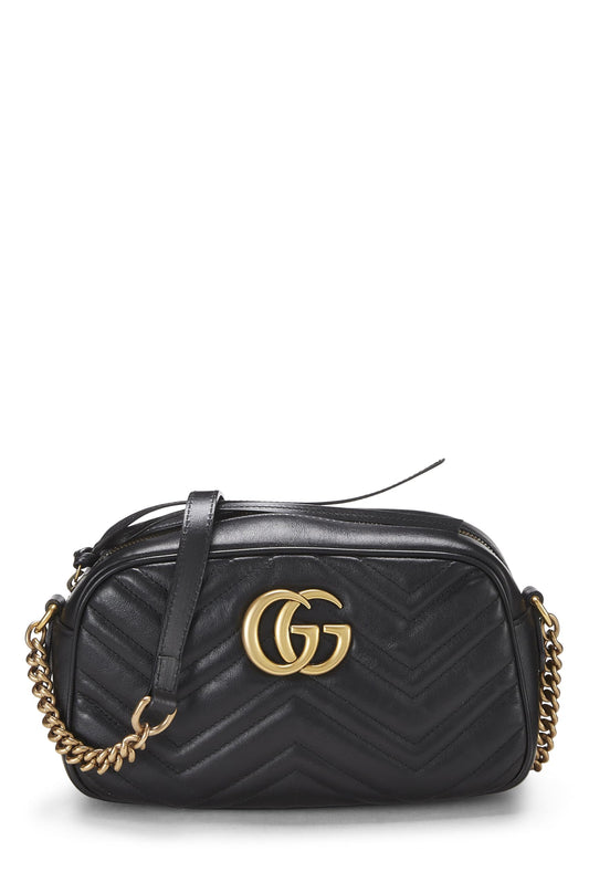 Gucci, Black Leather GG Marmont Crossbody Small, Black