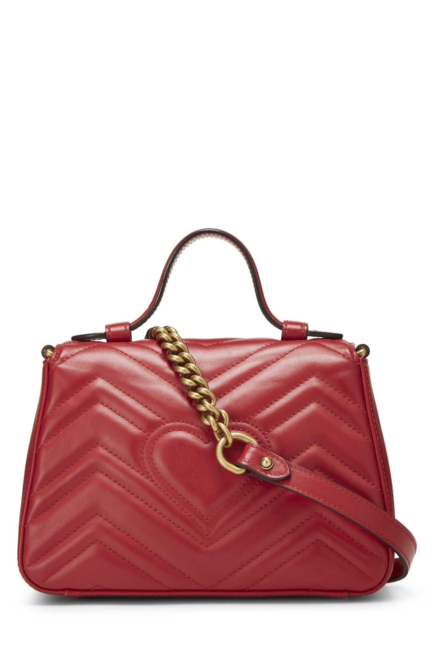 Gucci, Red Leather GG Marmont Top Handle Bag Mini, Red