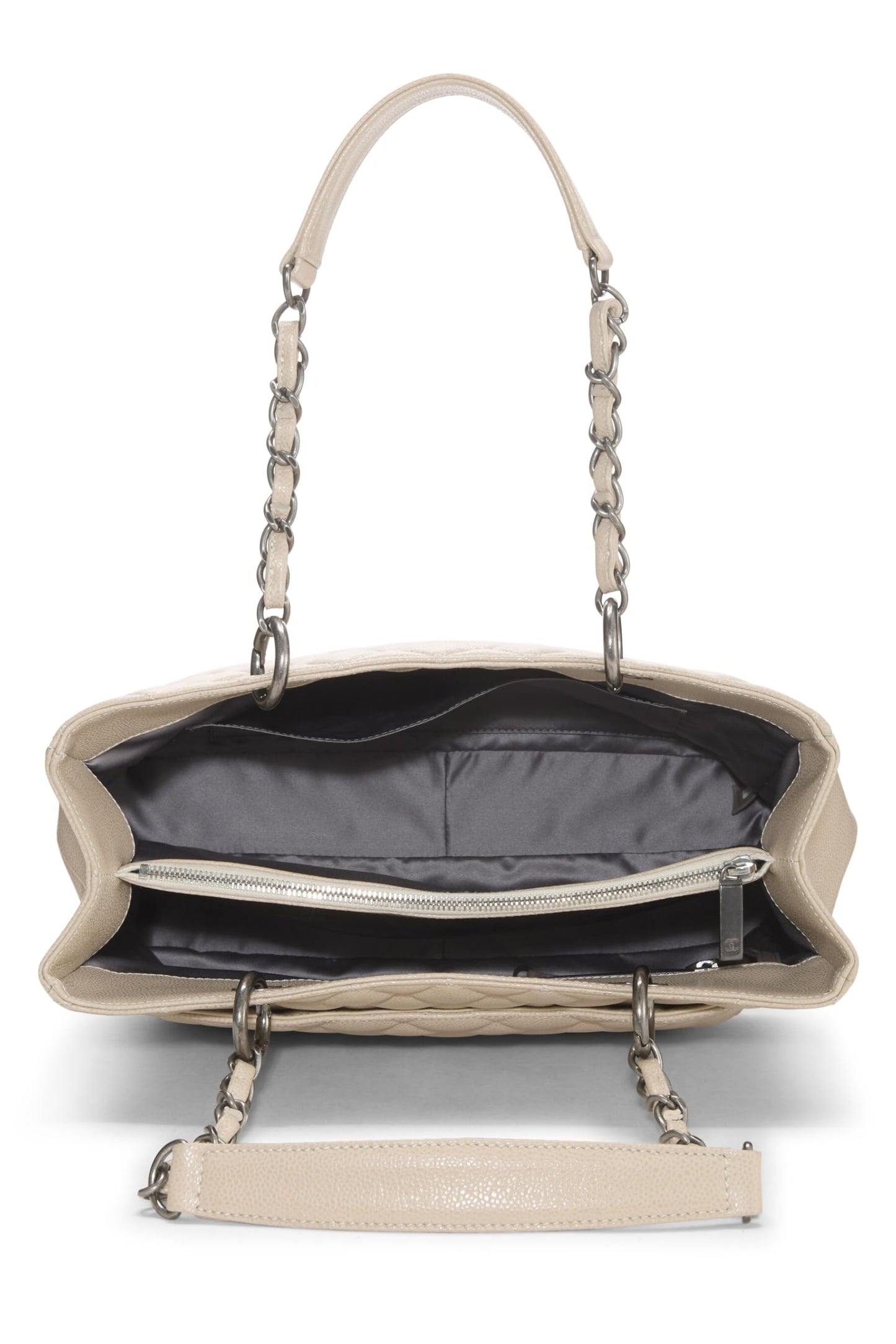 Chanel,  Beige Quilted Caviar Grand Shopping Tote (GST), Beige