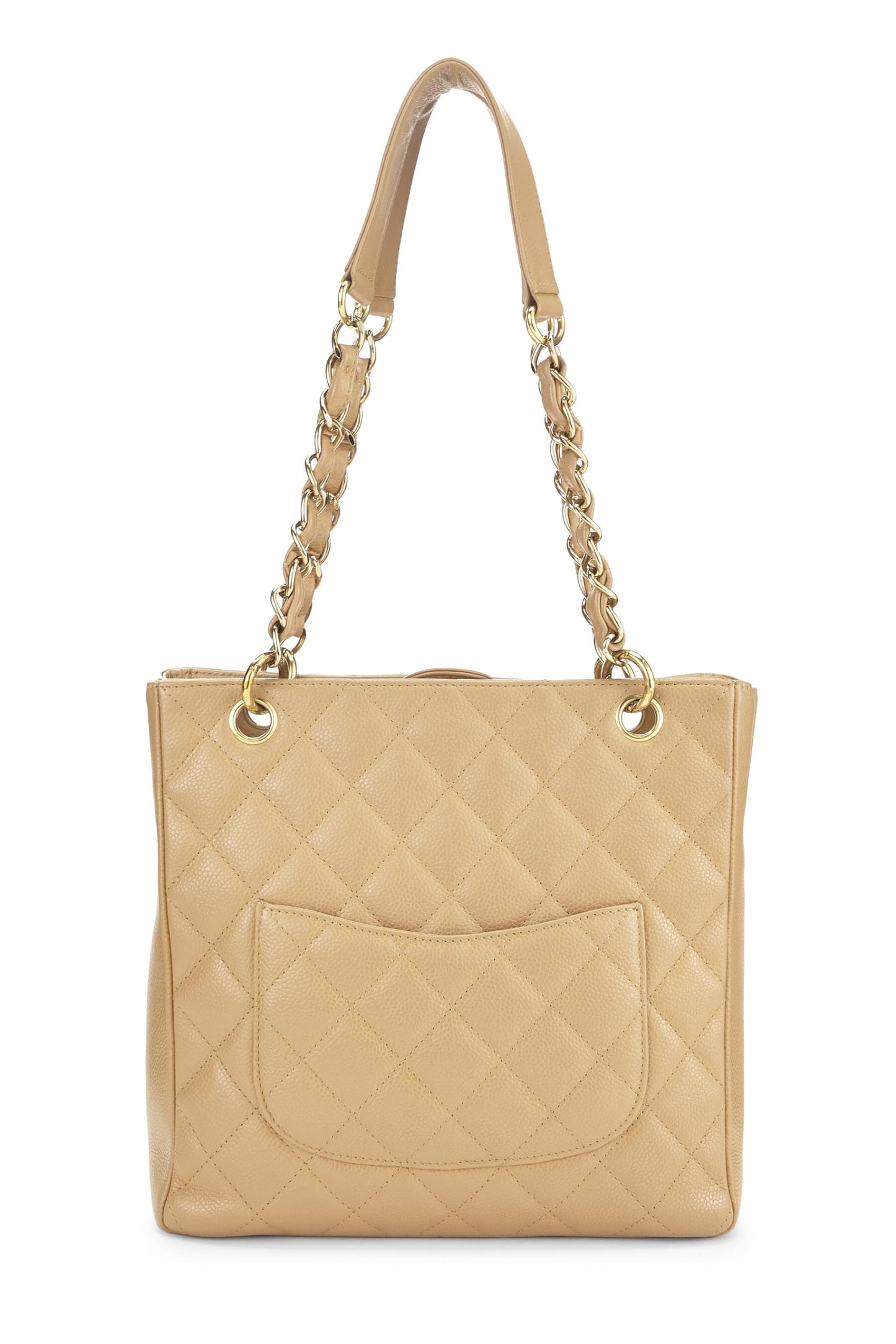 Chanel,  Beige Quilted Caviar Petite Shopping Tote (PST), Beige