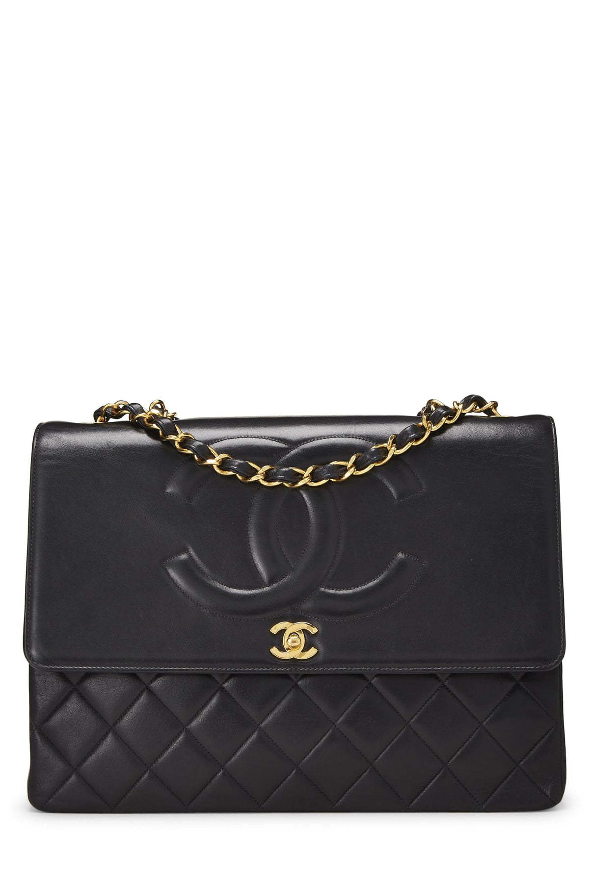 Chanel,  Black Lambskin 'CC' Flap Maxi, Black