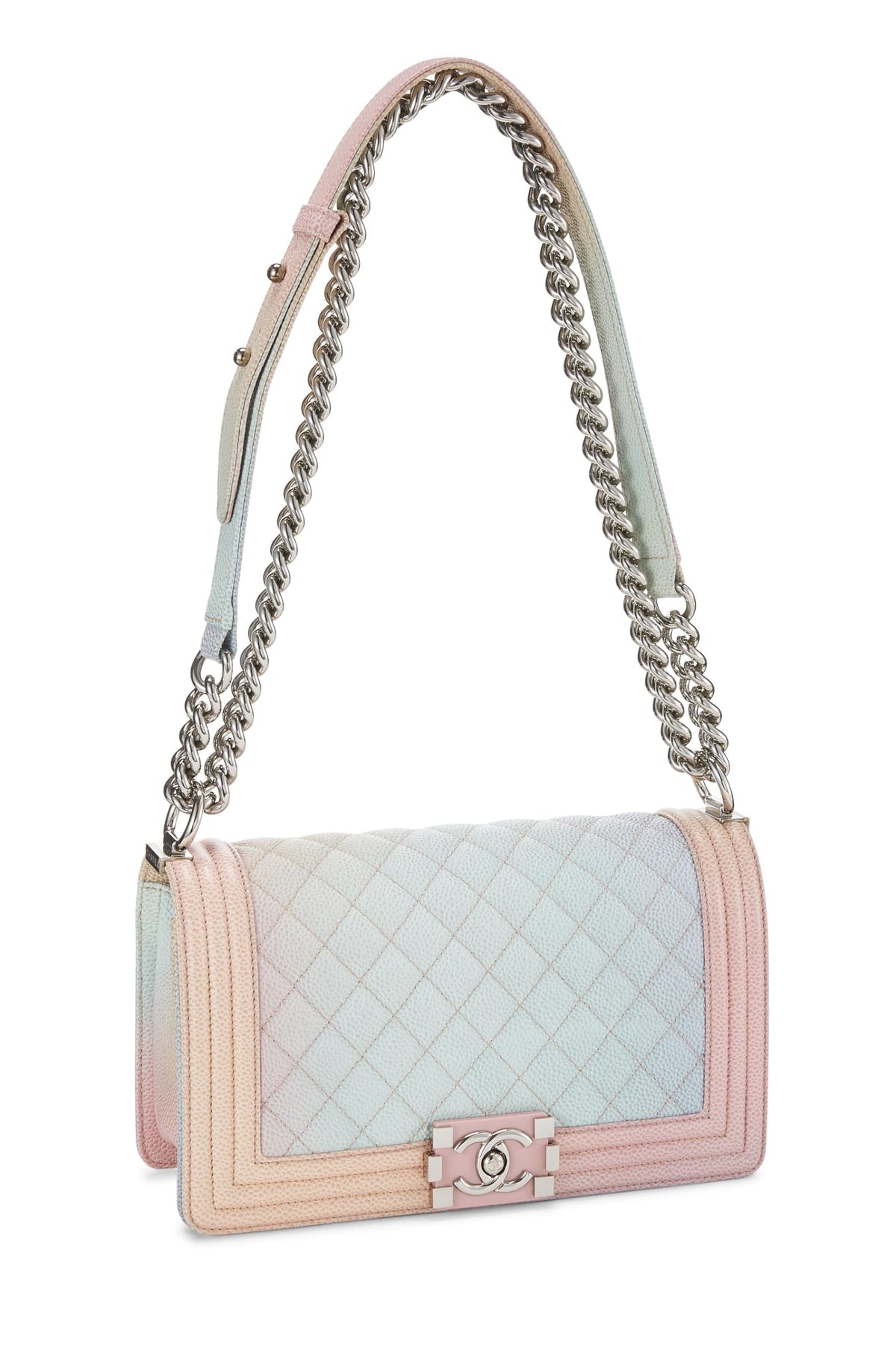 Chanel,  Rainbow Quilted Caviar Boy Bag Medium, Multi
