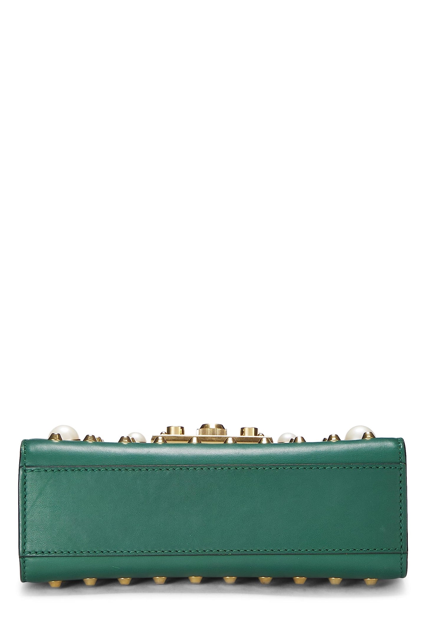 Gucci, Green Leather Studded Padlock Shoulder Bag Small, Green
