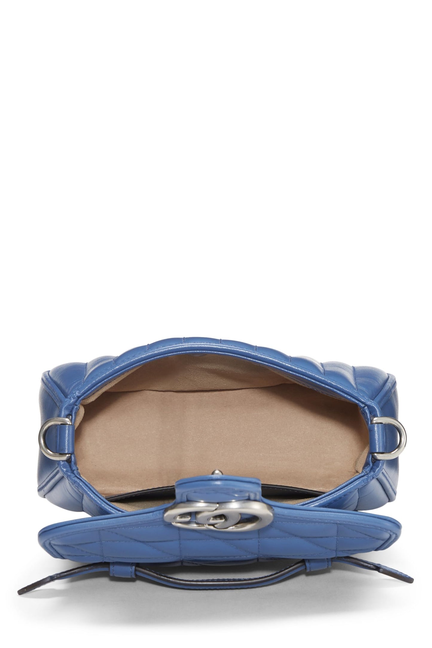 Gucci, Blue Leather GG Marmont Top Handle Bag Mini, Blue