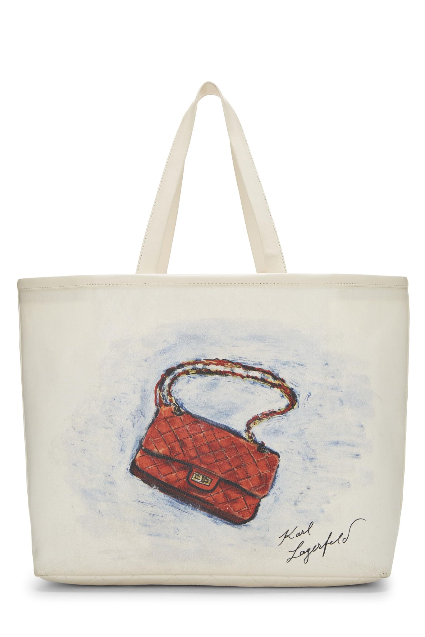 Chanel,  White Canvas Mobile Art Tote, White