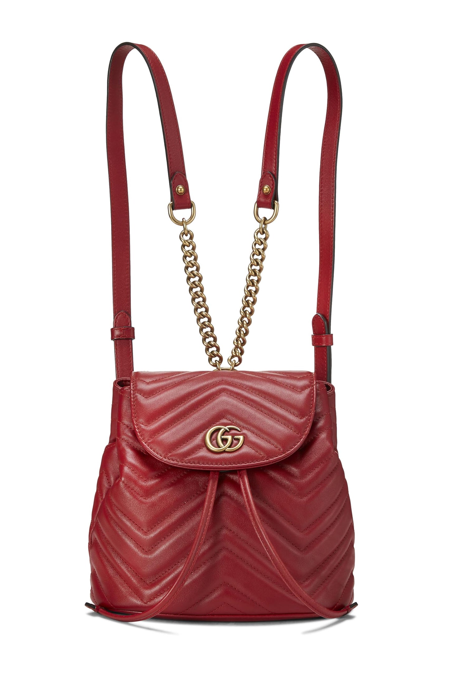 Gucci, Red Leather 'GG' Marmont Backpack Small, Red