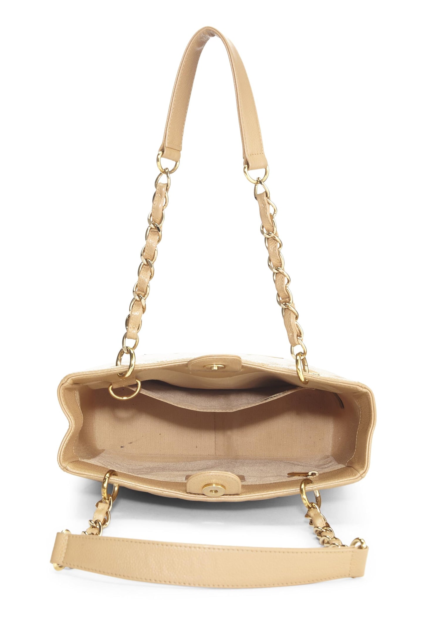 Chanel,  Beige Quilted Caviar Petite Shopping Tote (PST), Beige