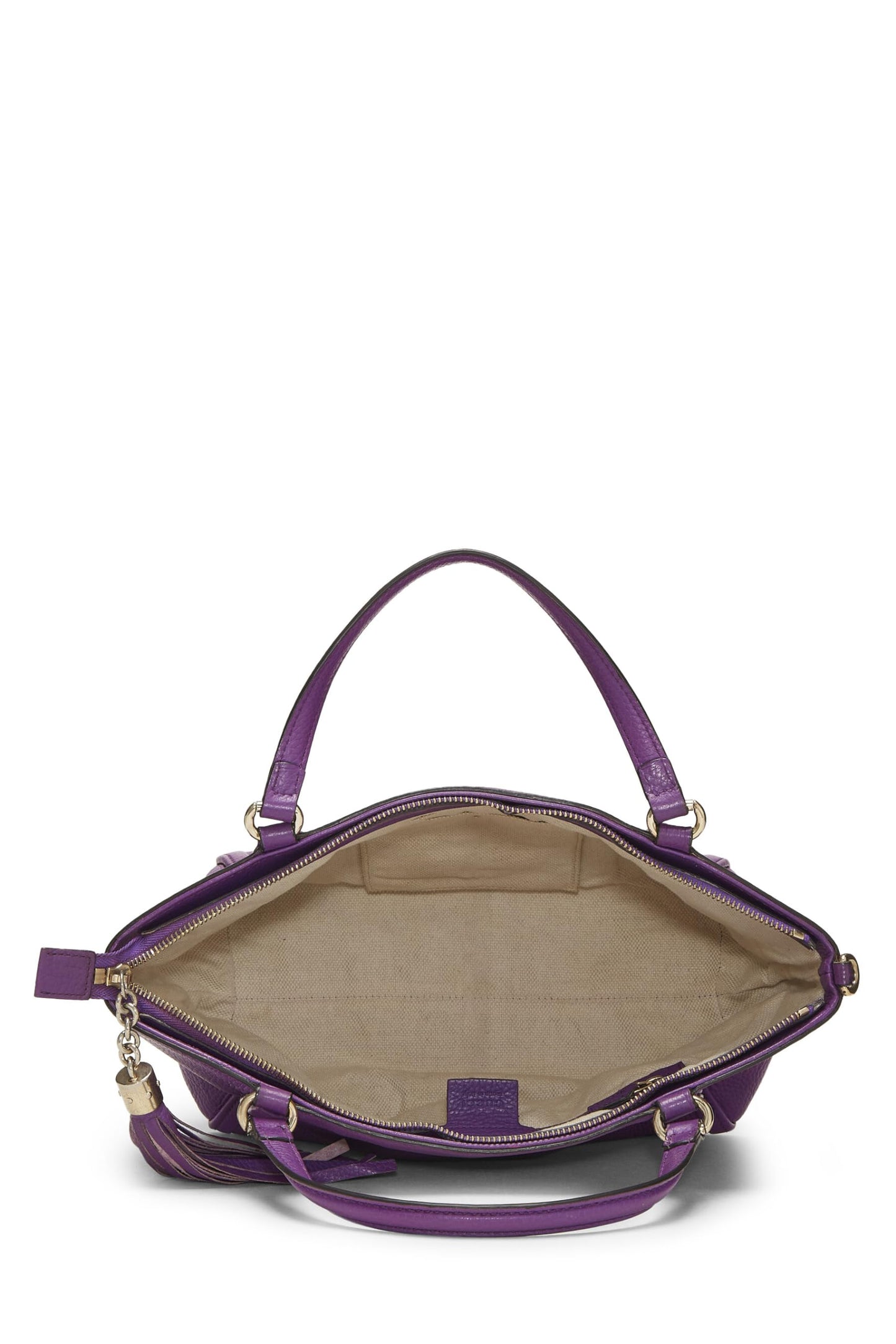 Gucci, Purple Grained Leather Soho Top Handle Bag, Purple