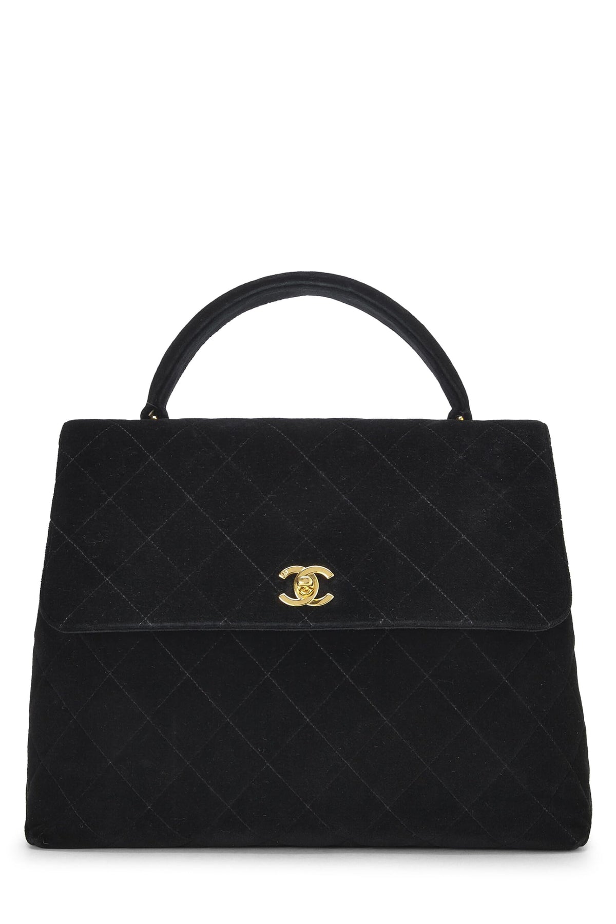 Chanel,  Black Quilted Velvet Kelly, Black