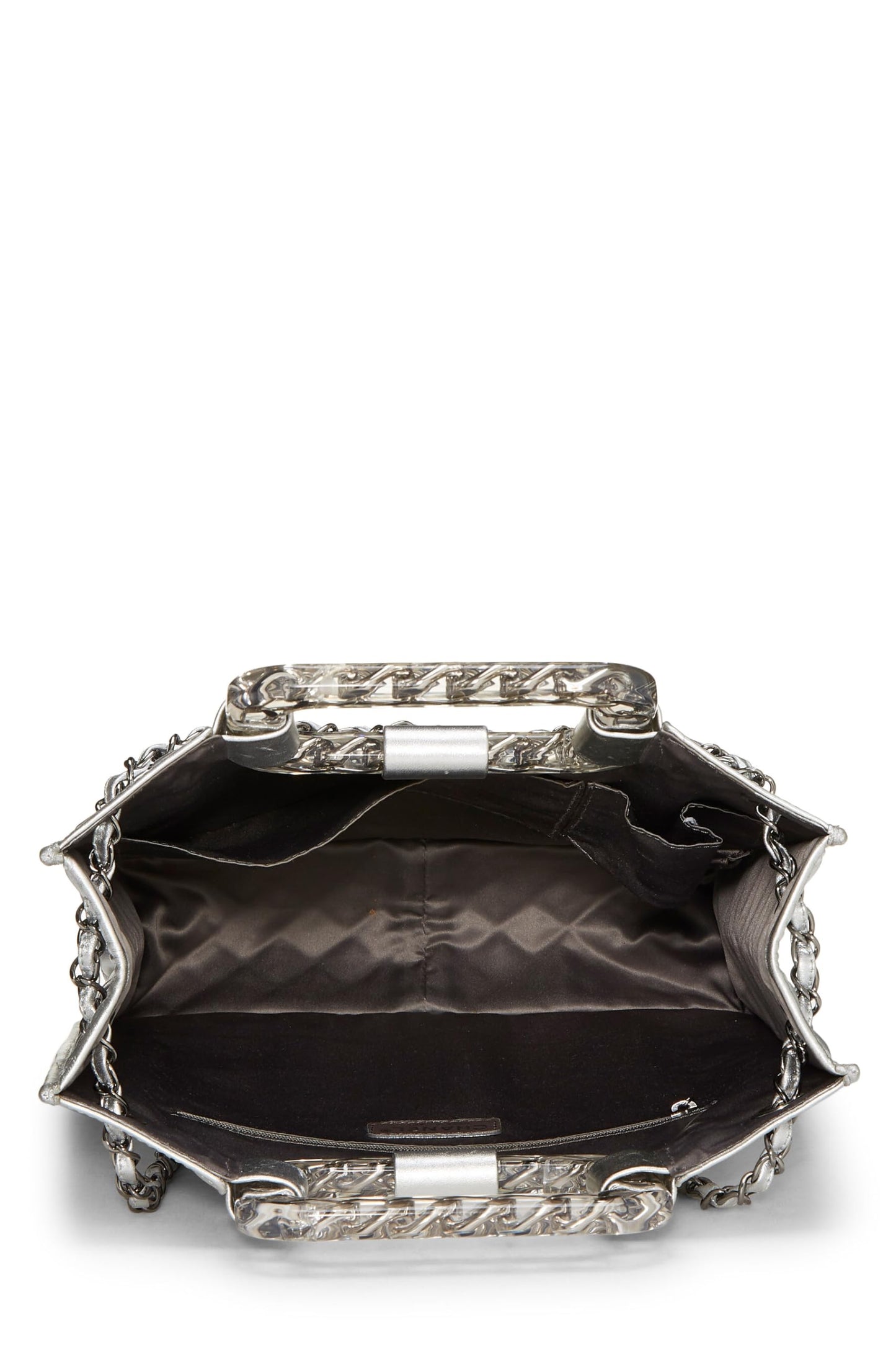Chanel,  Metallic Silver Quilted Leather Ice Cube Shopping Tote, Silver