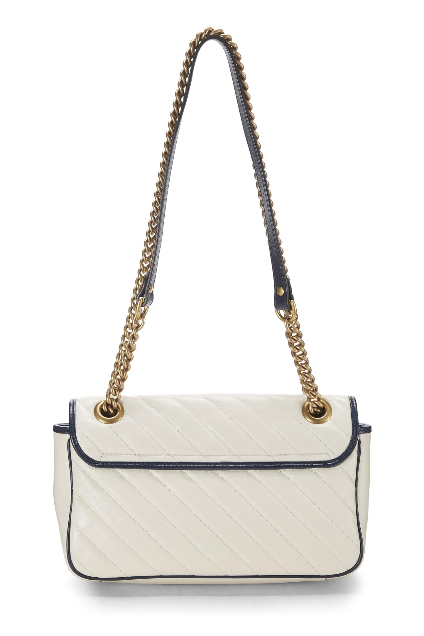 Gucci, White Leather Torchon GG Marmont Shoulder Bag Small, White