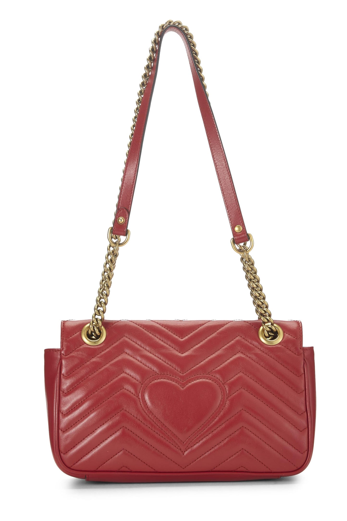 Gucci, Red Leather GG Marmont Shoulder Bag Small, Red