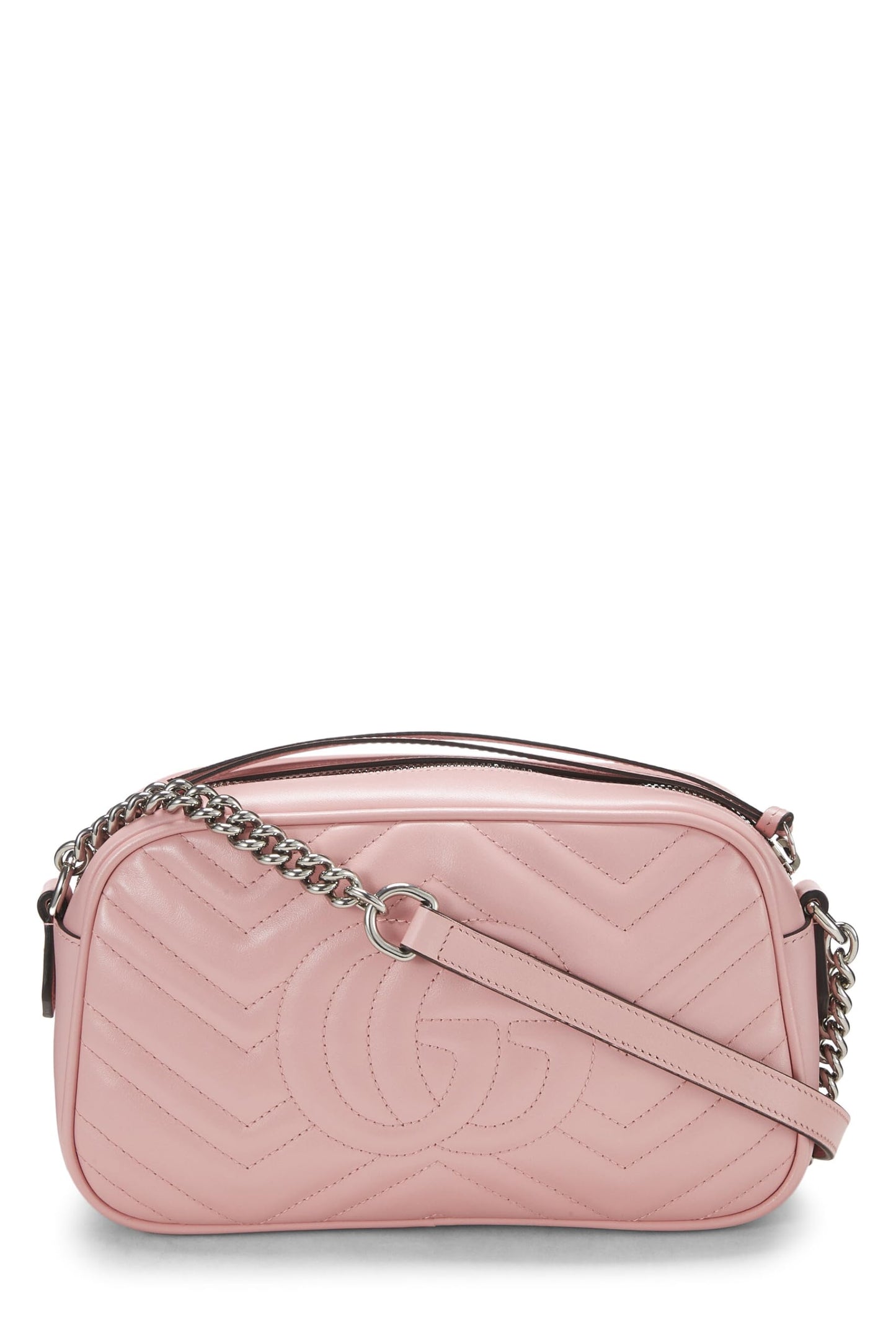 Gucci, Pink Leather GG Marmont Crossbody Bag Small, Pink