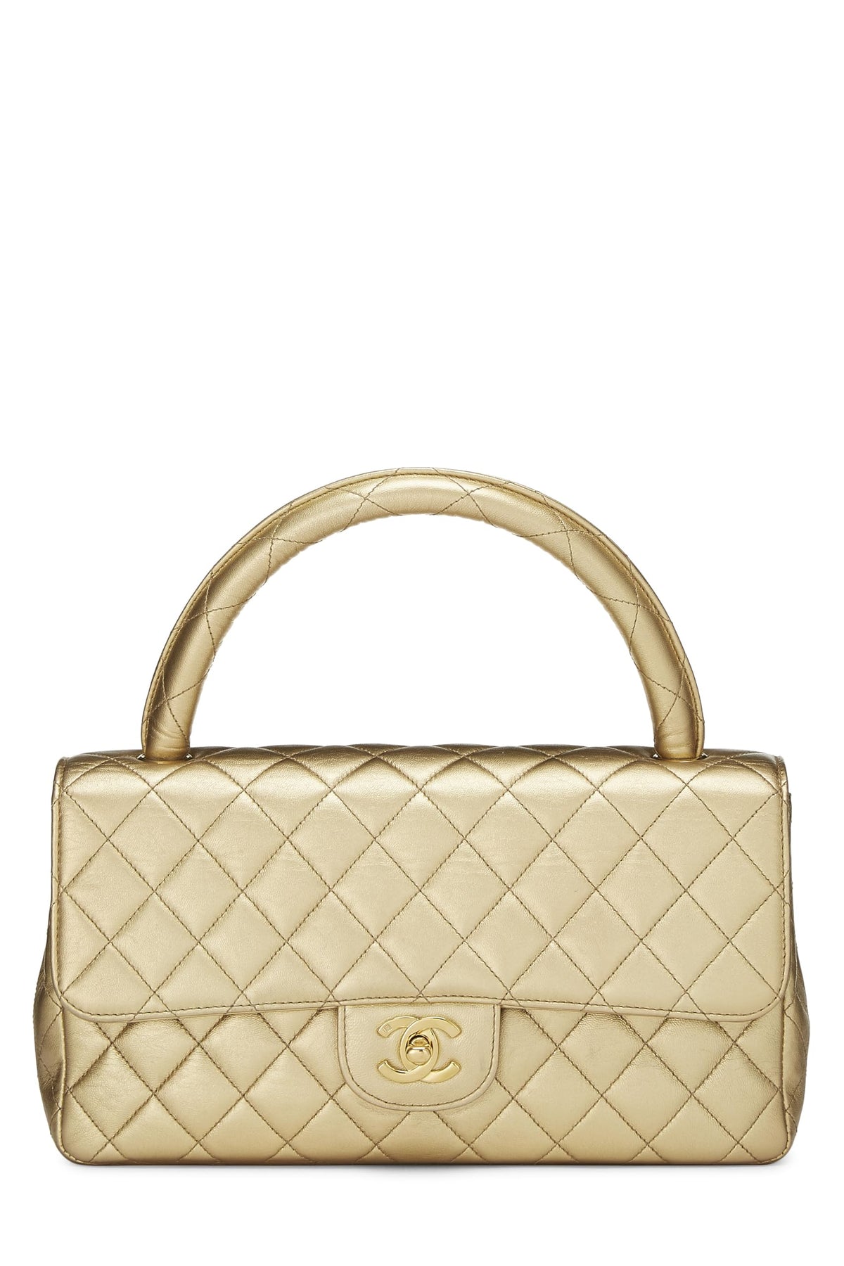 Chanel,  Metallic Gold Quilted Lambskin Kelly Flap Medium, Gold