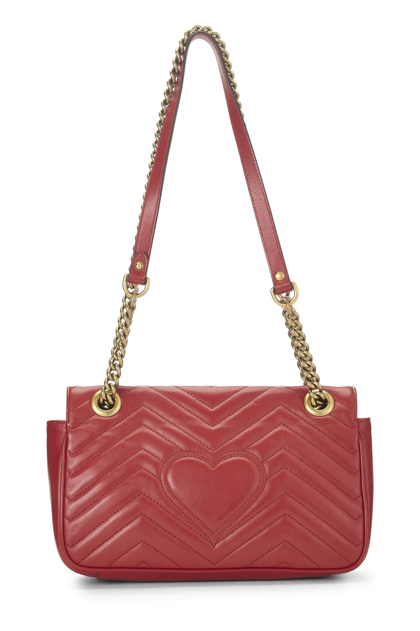 Gucci, Red Leather GG Marmont Shoulder Bag Small, Red