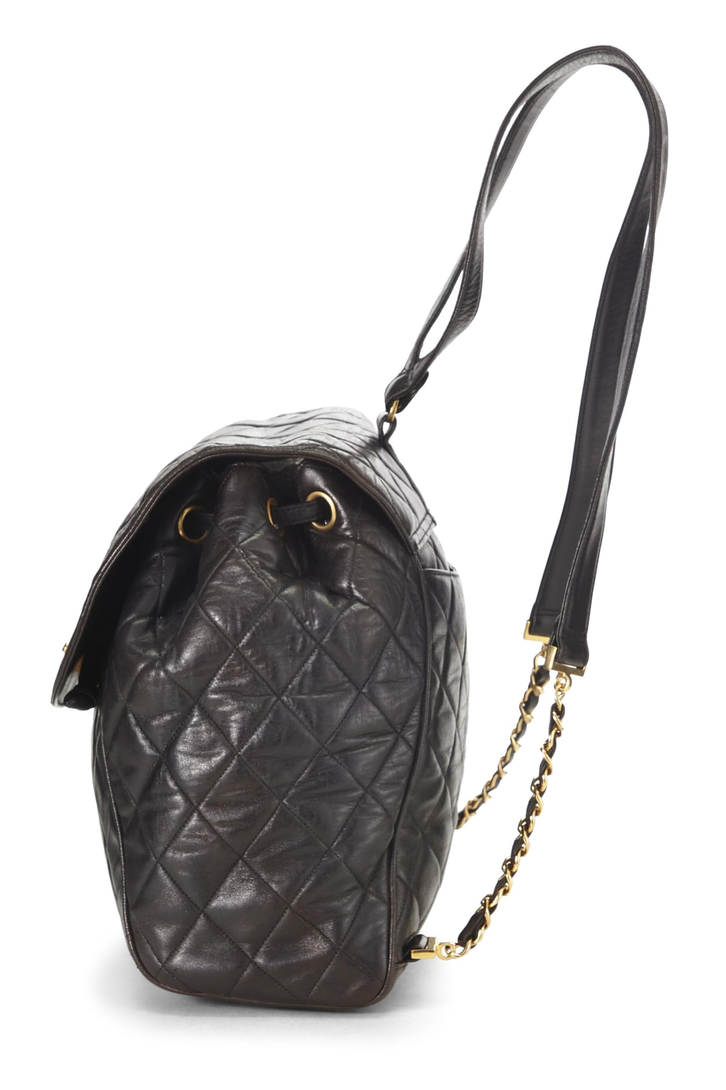 Chanel,  Black Quilted Lambskin Backpack Large, Black