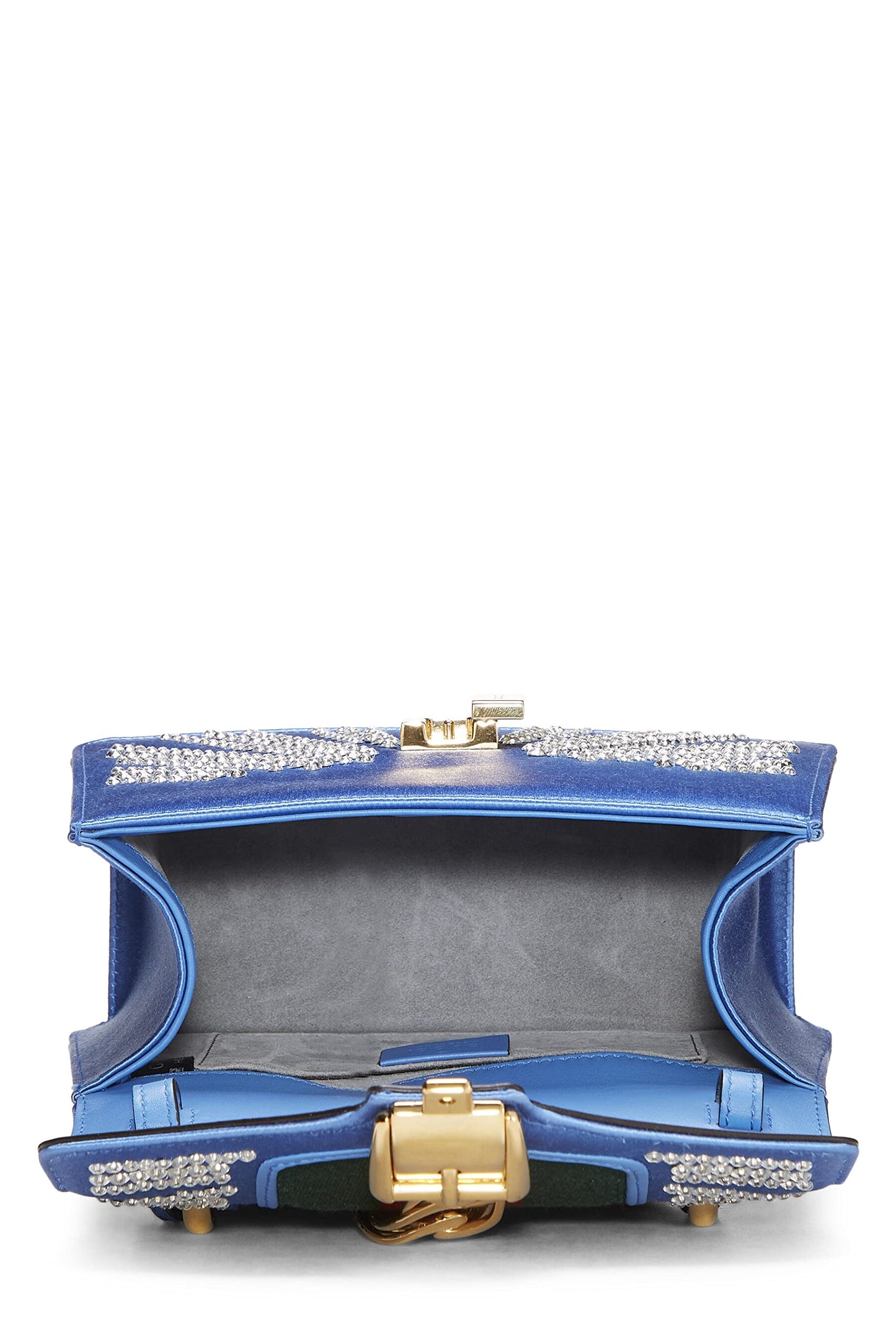 Gucci, Blue Satin Sylvie Handbag Mini, Blue