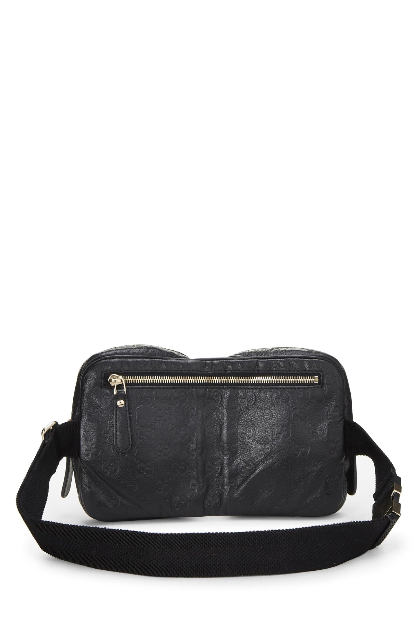 Gucci, Black Guccissima Double Pocket Waist Pouch Small, Black