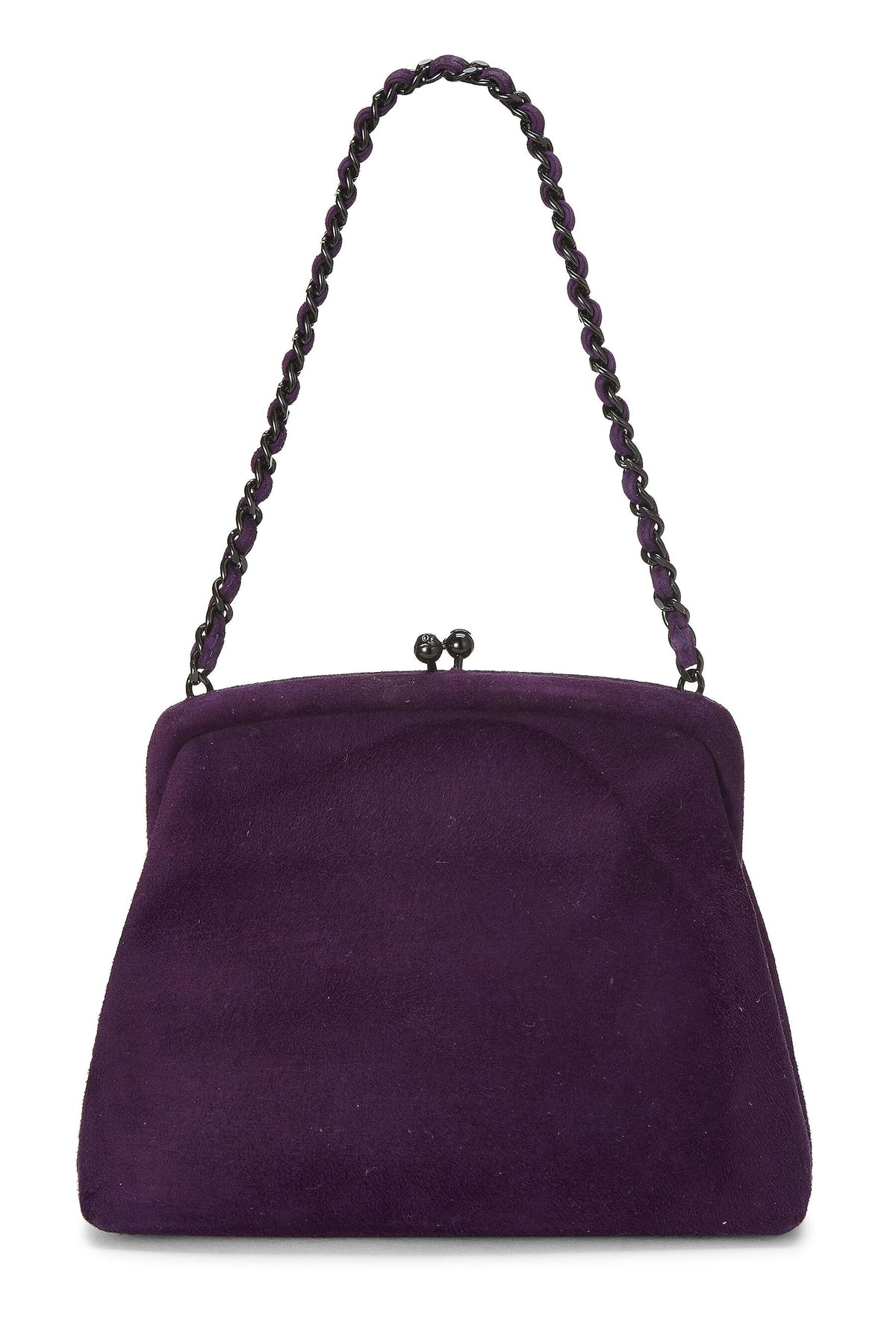 Chanel,  Purple Suede Kiss Lock Mini Bag, Purple