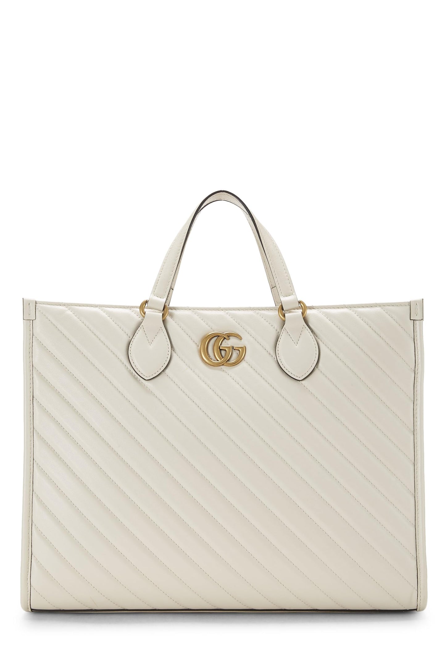 Gucci, Pink Leather GG Marmont Top Handle Bag Small, White