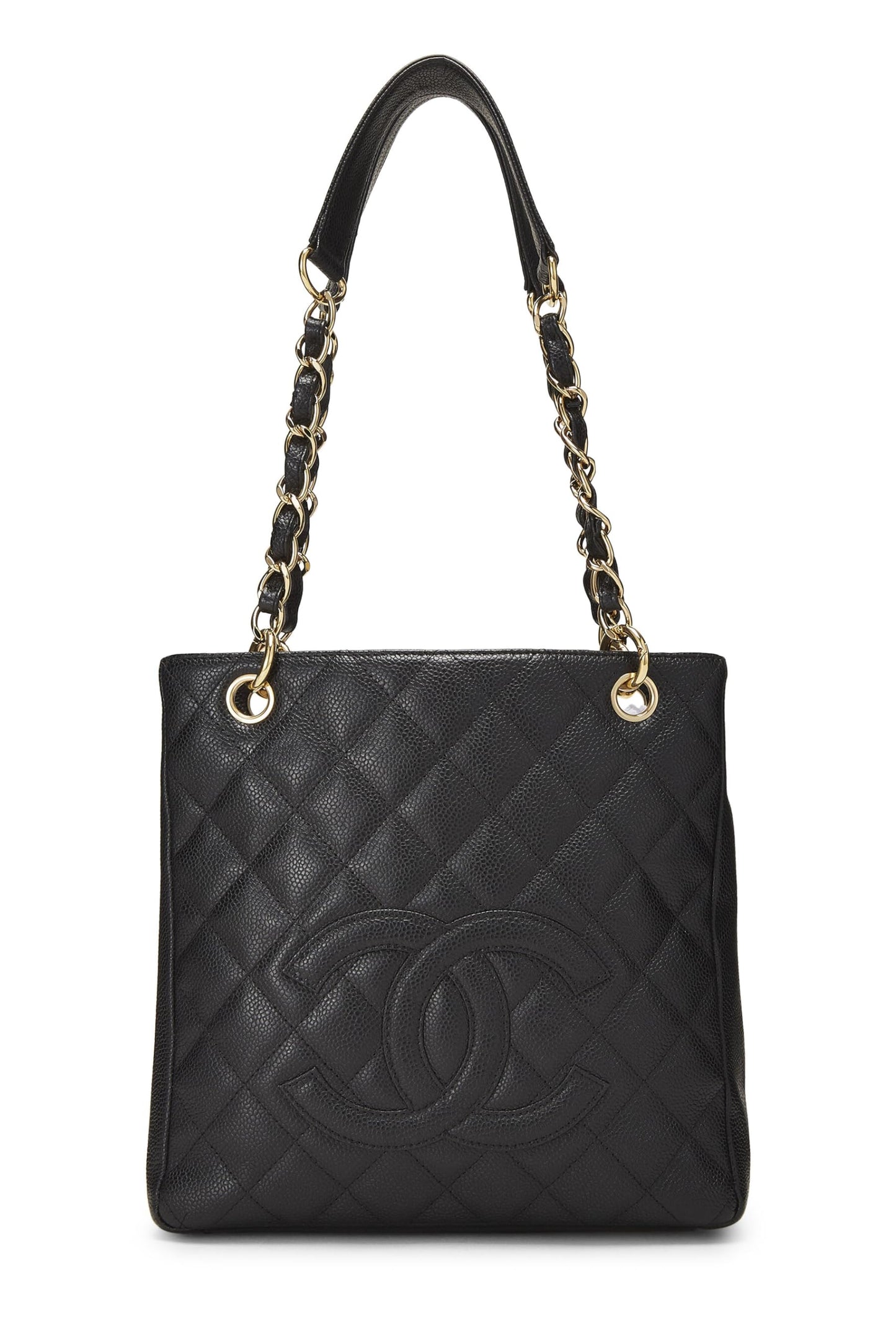 Chanel,  Black Quilted Caviar Petite Shopping Tote (PST), Black