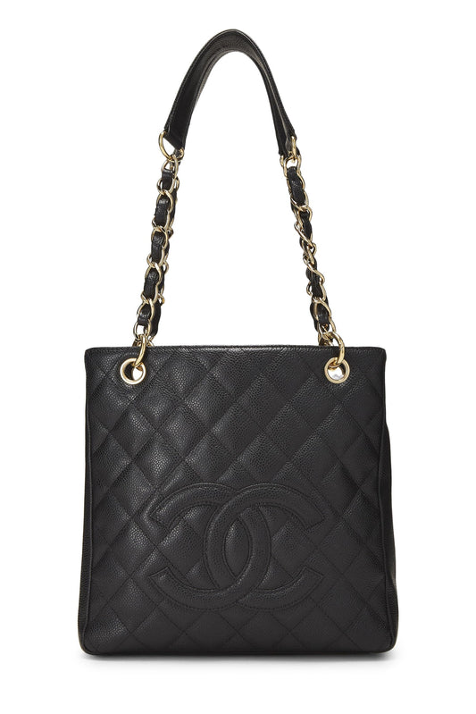Chanel,  Black Quilted Caviar Petite Shopping Tote (PST), Black