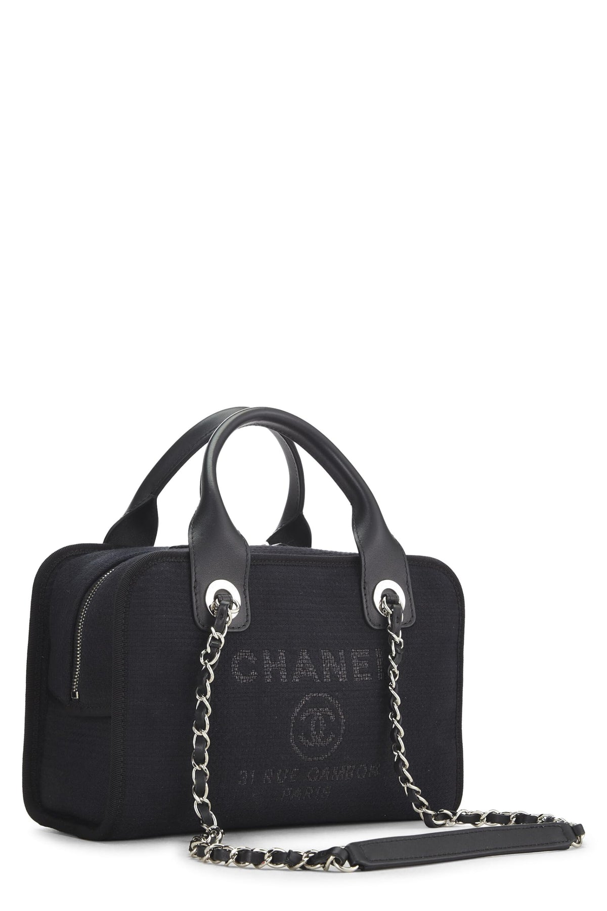 Chanel,  Black Canvas Deauville Bowler, Black