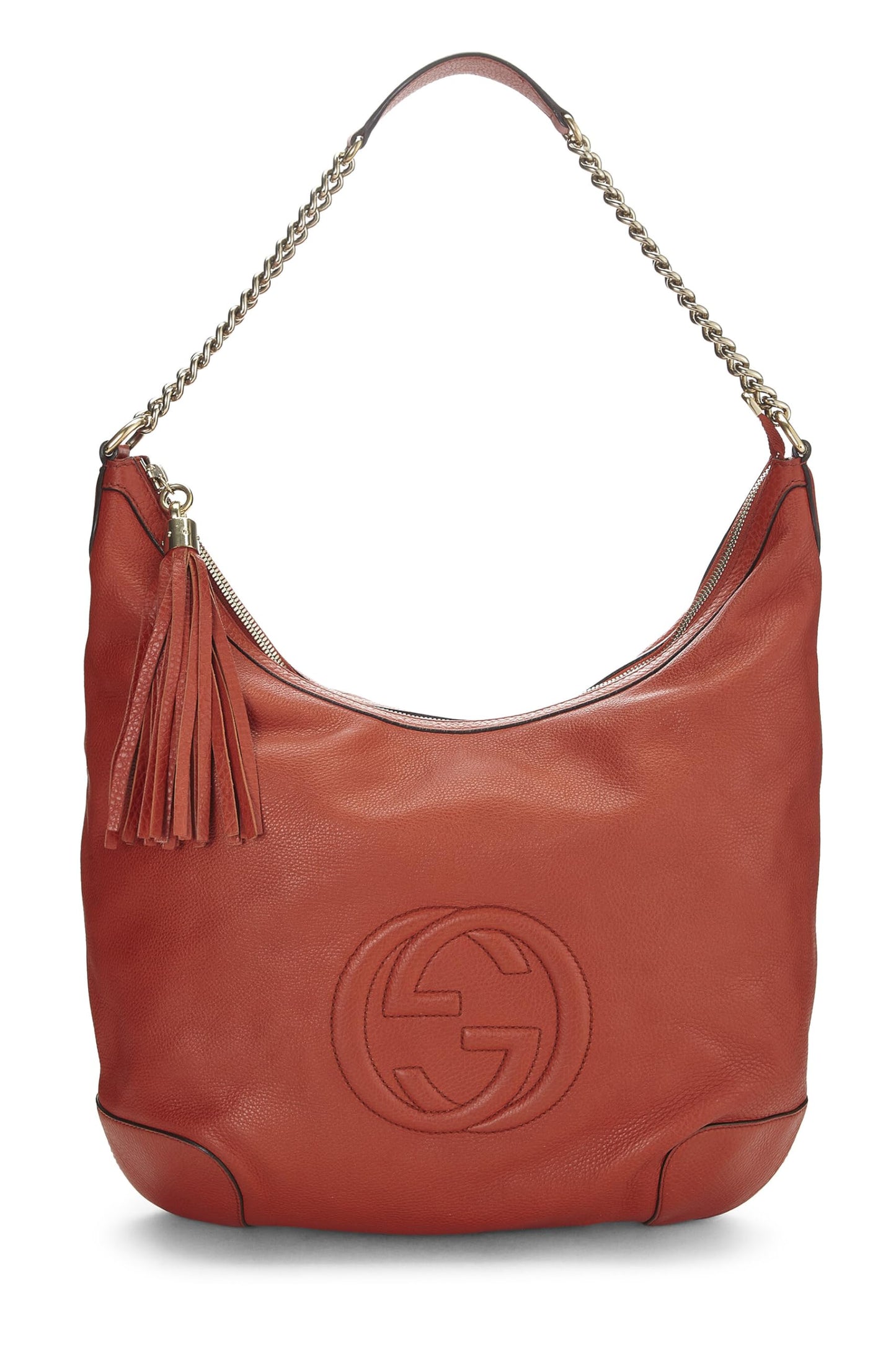 Gucci, Orange Leather Soho Chain Hobo Large, Orange