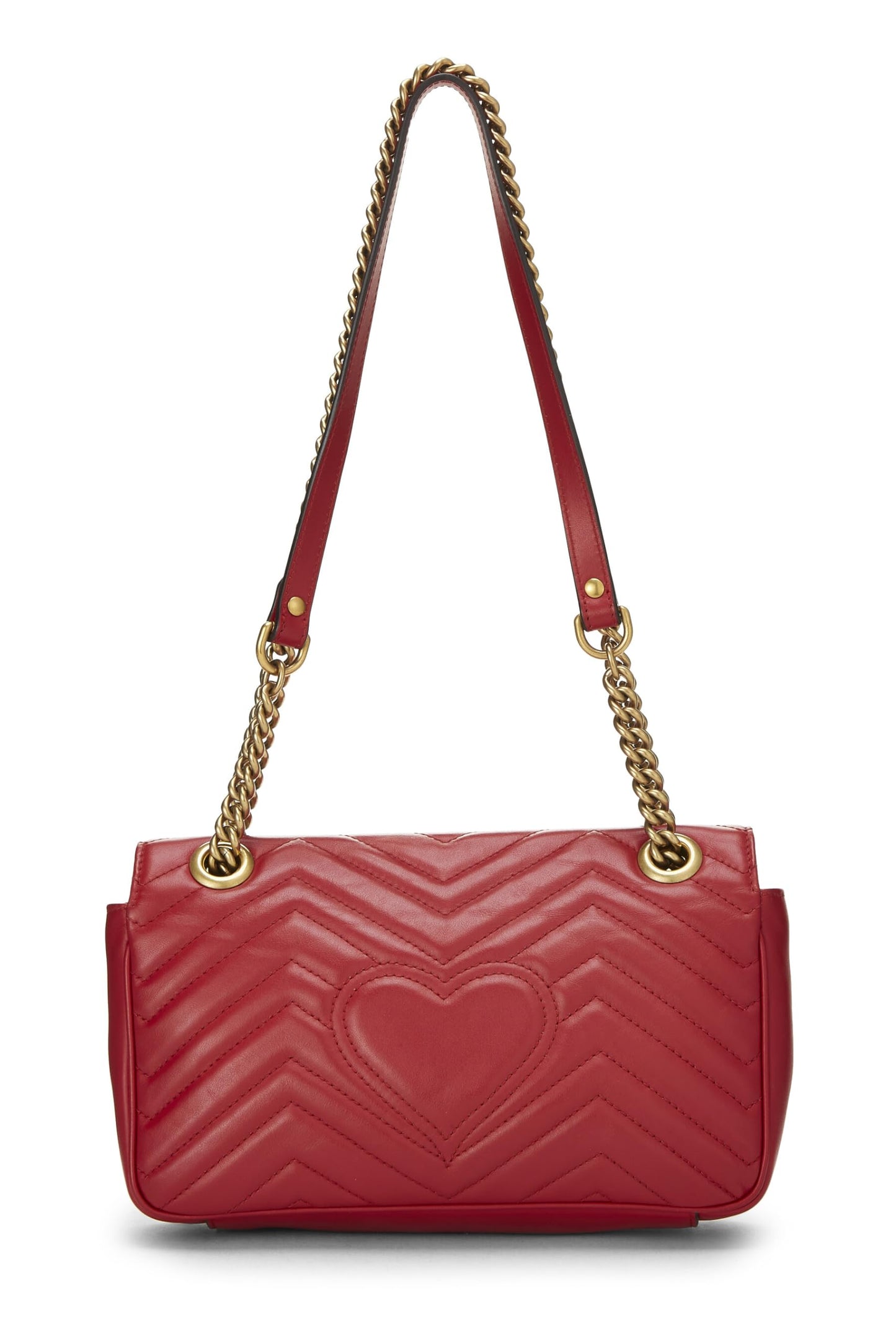 Gucci, Red Leather GG Marmont Shoulder Bag Small, Red