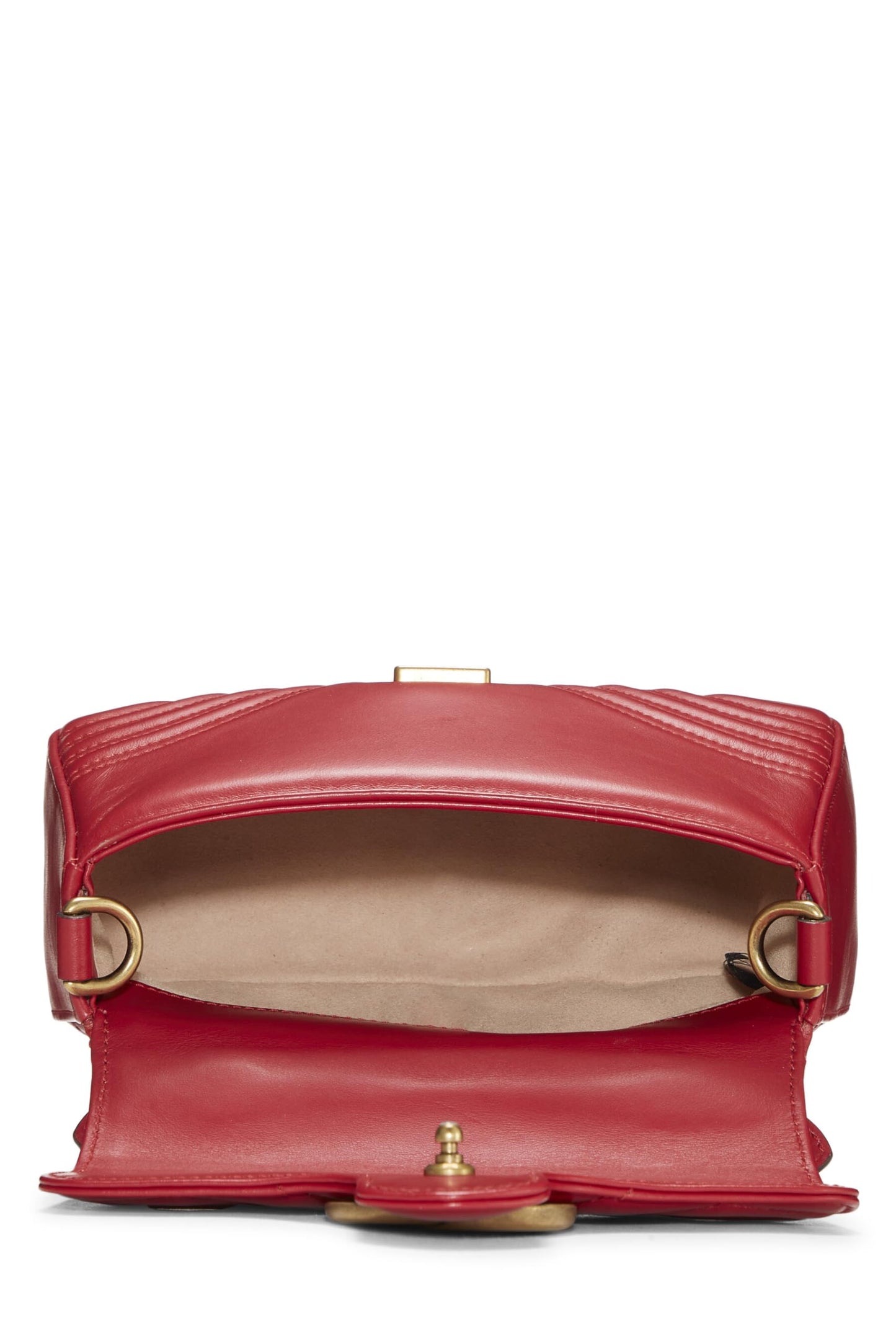 Gucci, Red Leather GG Marmont Top Handle Bag Mini, Red