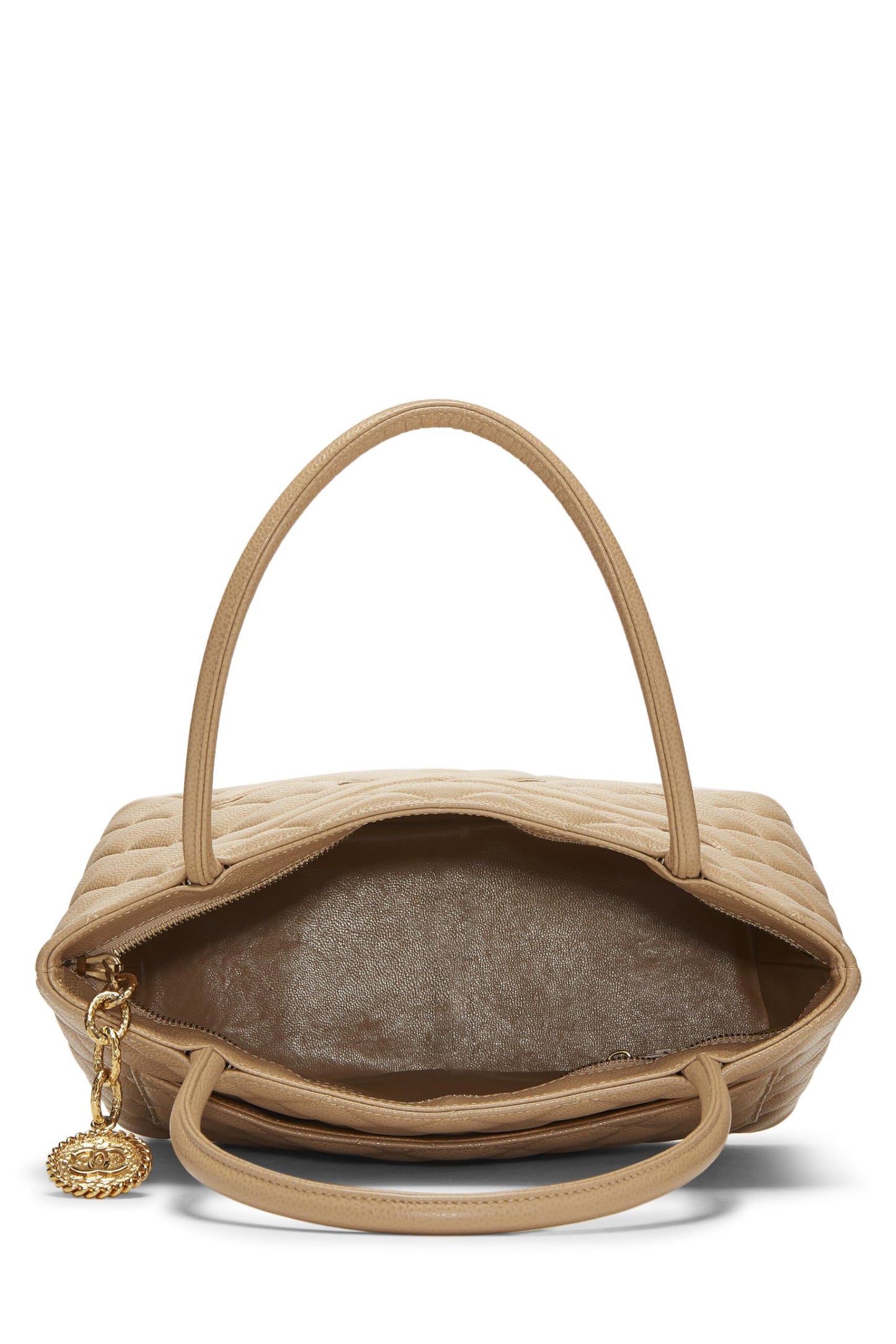 Chanel,  Beige Quilted Caviar Medallion Tote, Beige