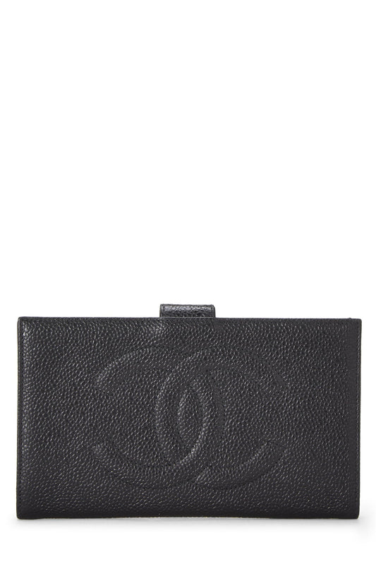 Chanel,  Black Caviar Timeless 'CC' Long Wallet, Black