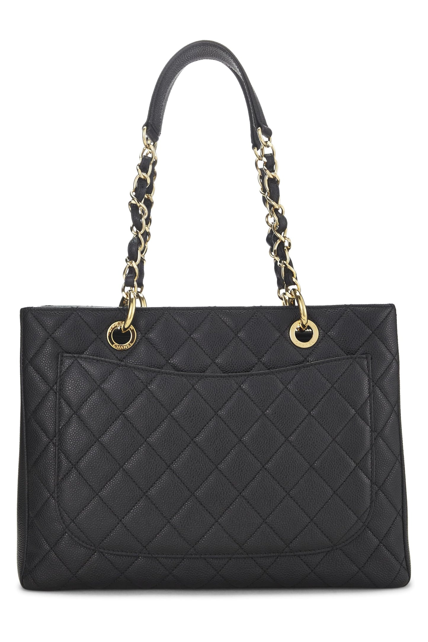 Chanel,  Black Quilted Caviar Grand Shopping Tote (GST), Black